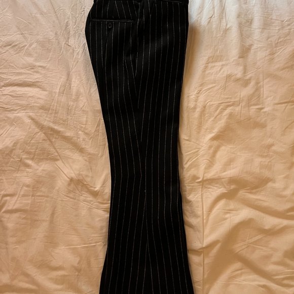 ALEXANDER McQUEEN Men's Pinstripe Flared Wool Trousers - Picture 3 of 10